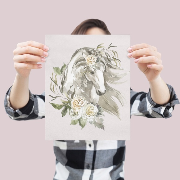 Horse Watercolor Illustration Wall Art Print Poster Unframed - Picture 7 of 17